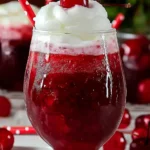 Glass of non-alcoholic cherry rum and coke slushie with fresh cherries and ice, served on a summer day