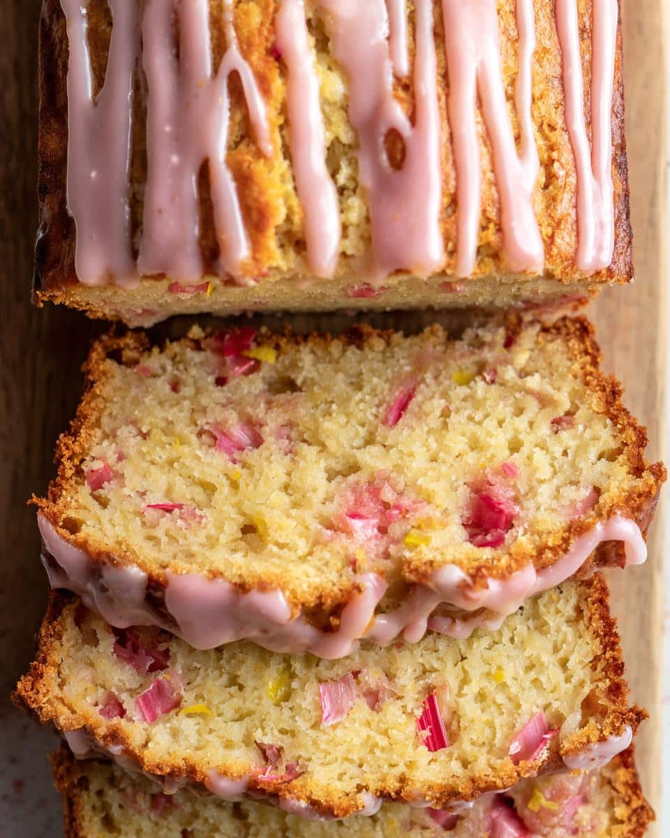 Almond Rhubarb Loaf with Orange Zest Icing - detail 3