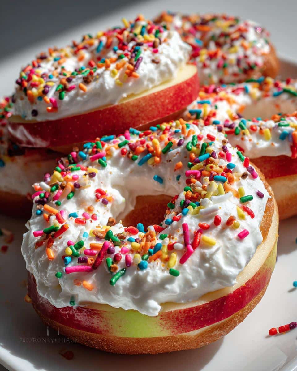 Apple "Donuts" with Yogurt and Sprinkles - detail 1
