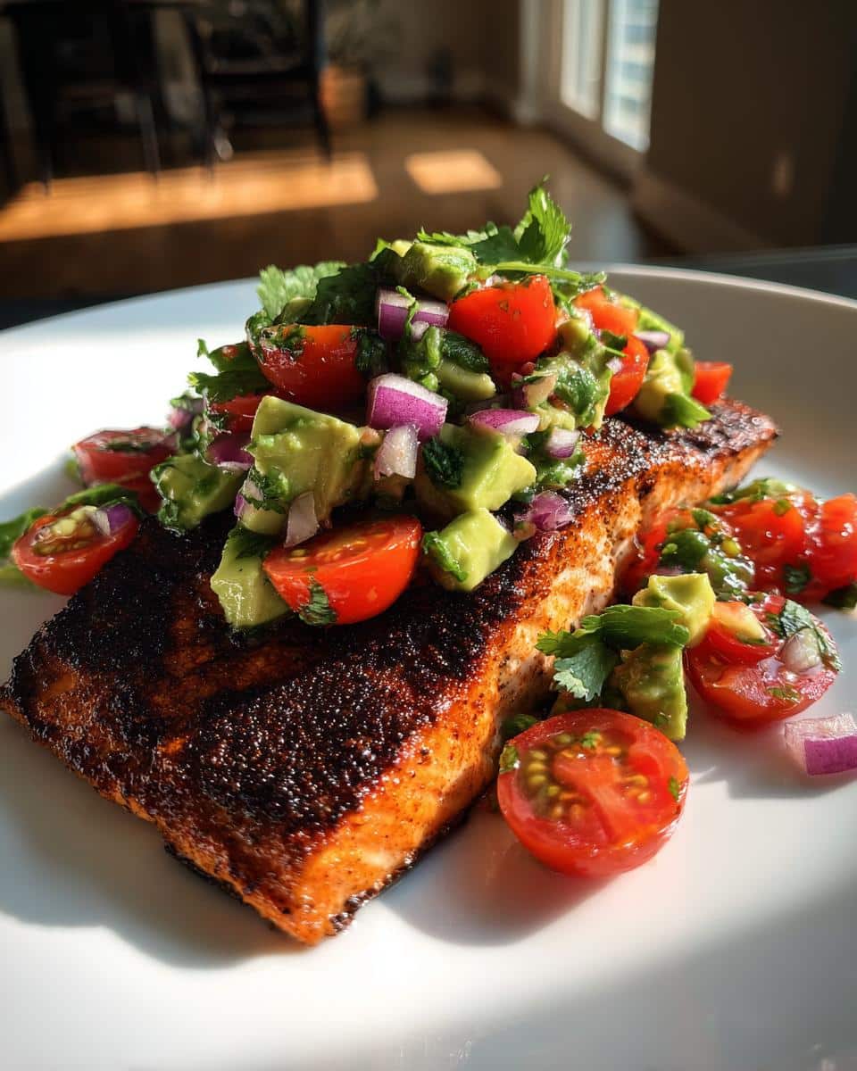 Blackened Salmon with Avocado Salsa - detail 1