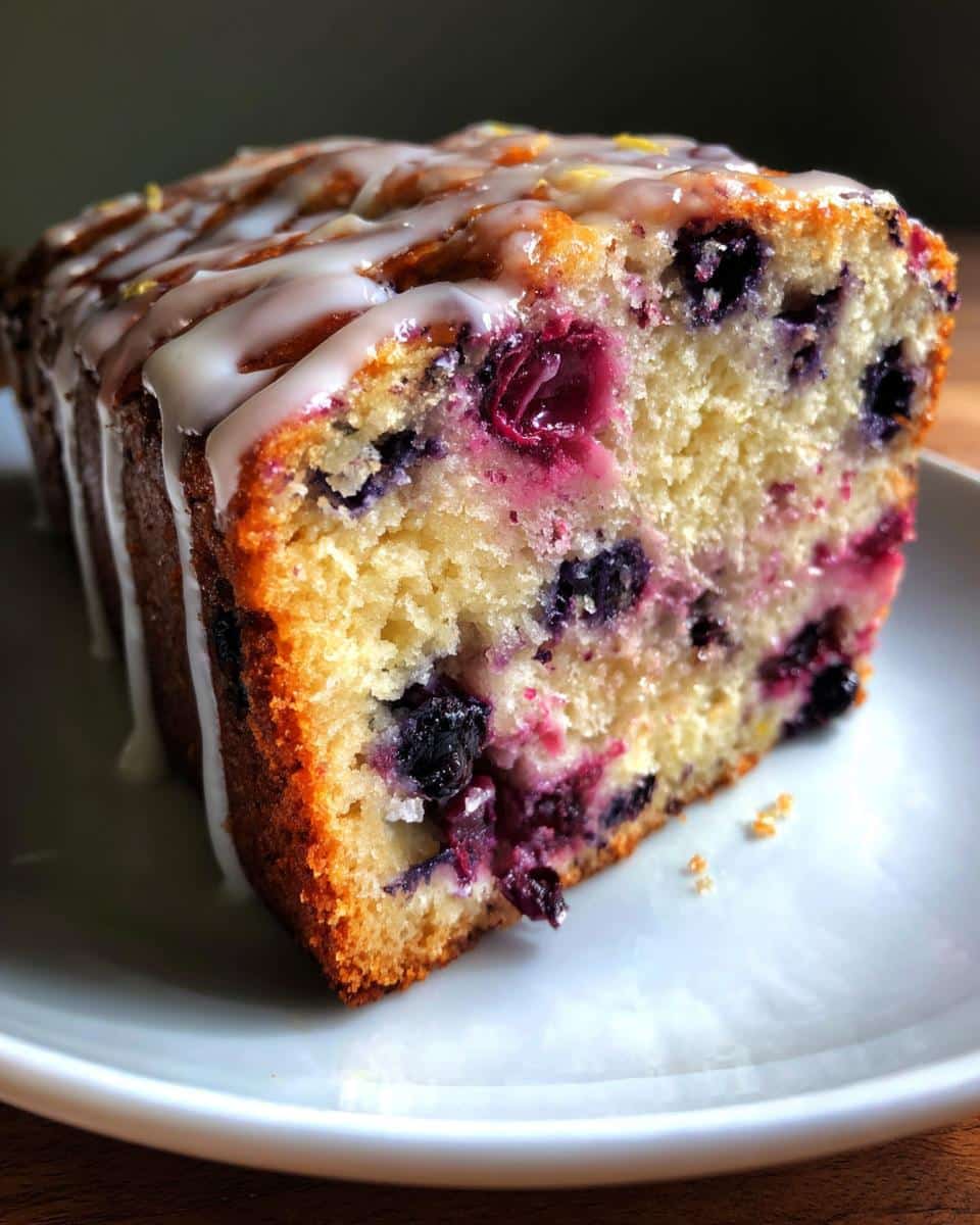 Blueberry Rhubarb Buttermilk Loaf with Lemon Glaze - detail 2