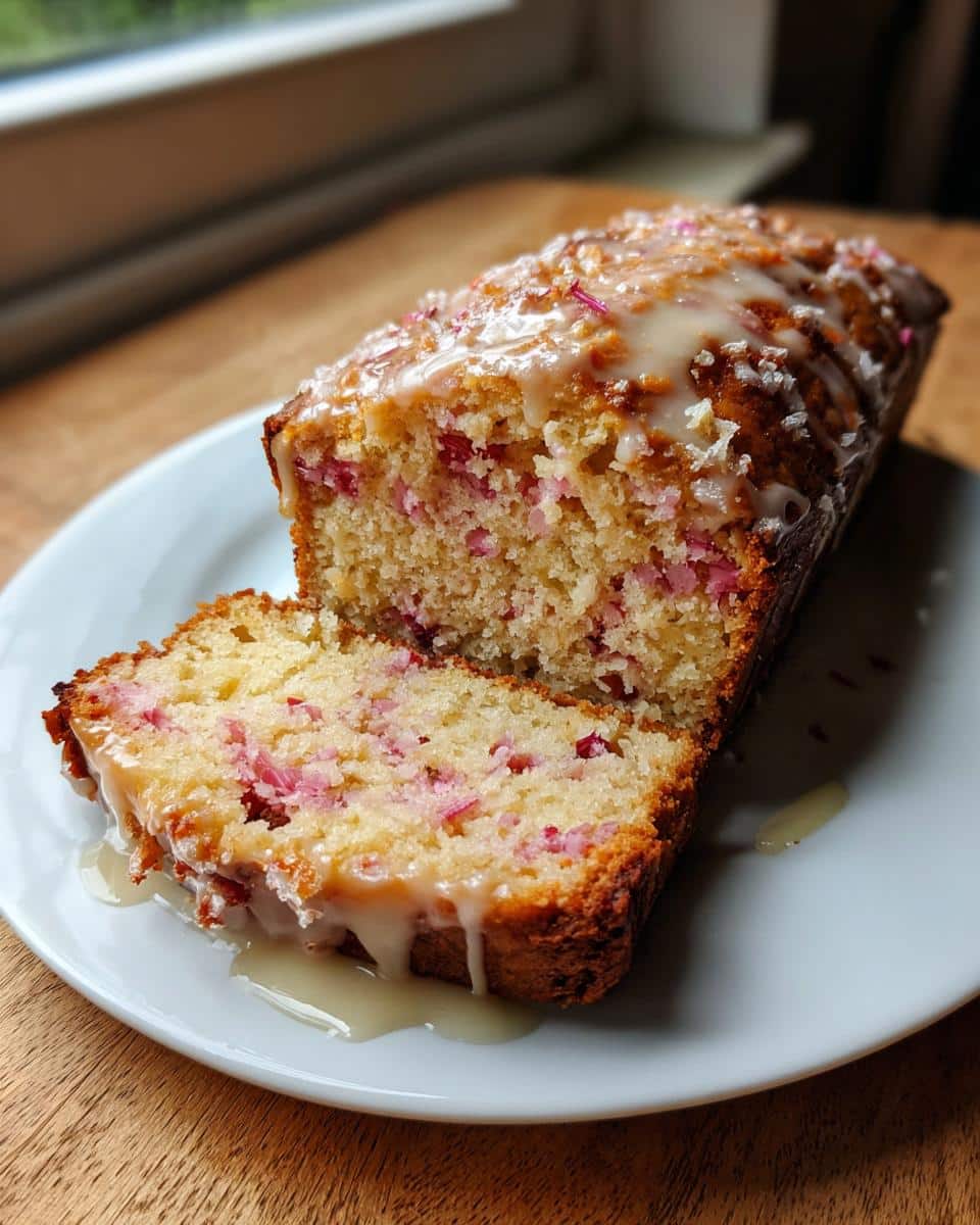 Coconut Rhubarb Loaf with Lime Drizzle - detail 2