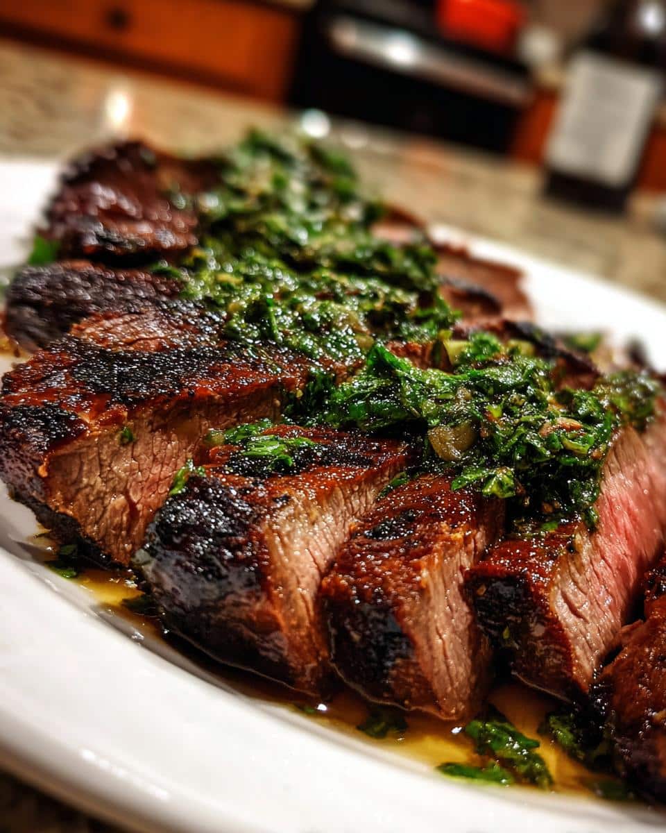 Grilled flank Steak with Chimichurri - detail 1