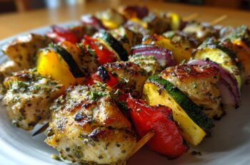 Lemon Herb Grilled Chicken & Veggie Skewers