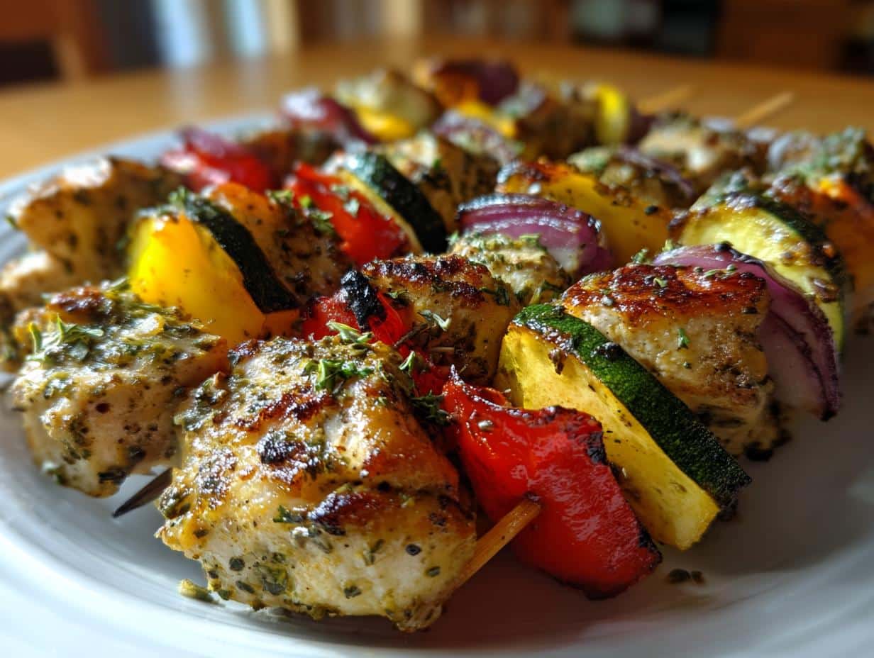 Lemon Herb Grilled Chicken & Veggie Skewers