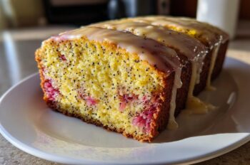 Lemon Poppy Seed Rhubarb Loaf with Citrus Glaze