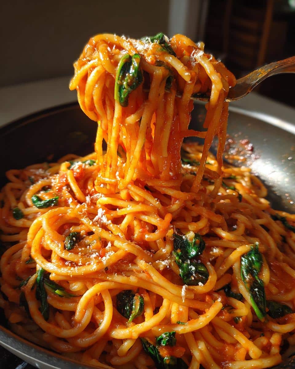 One-Pot Creamy Tomato Pasta with Spinach - detail 1