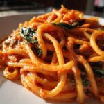 One-Pot Creamy Tomato Pasta with Spinach