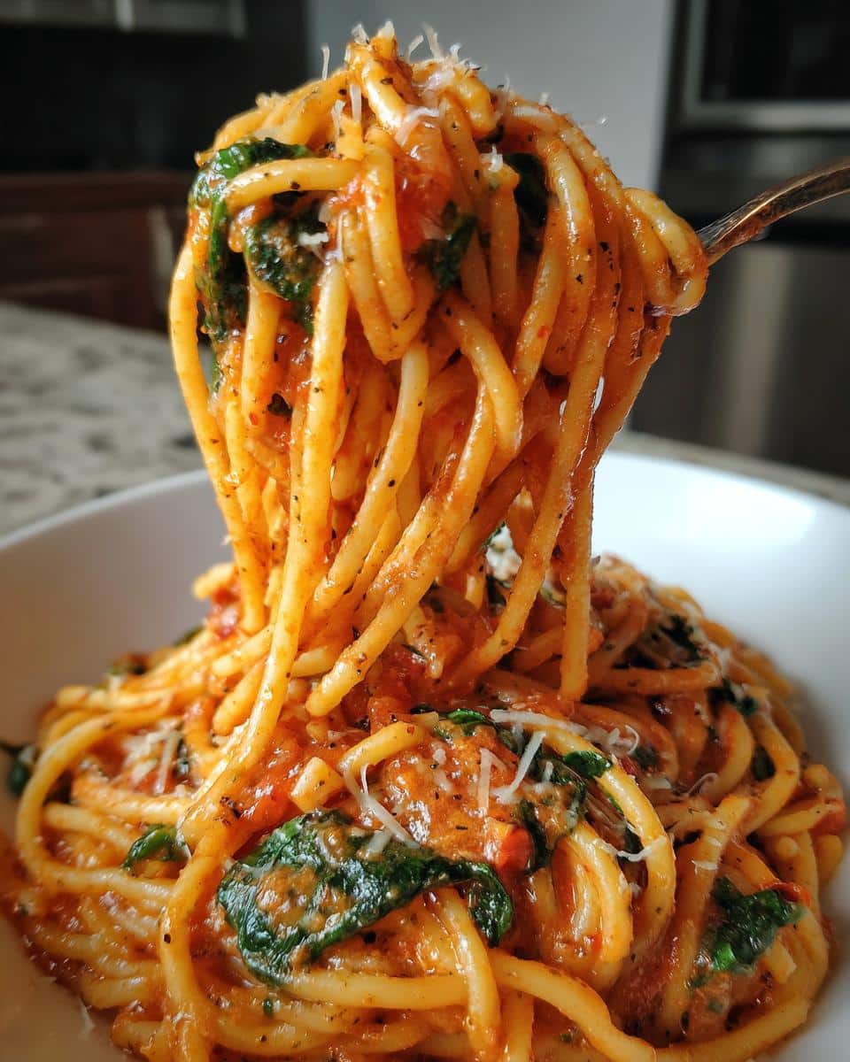 One-Pot Creamy Tomato Pasta with Spinach - detail 2