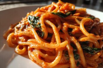 One-Pot Creamy Tomato Pasta with Spinach