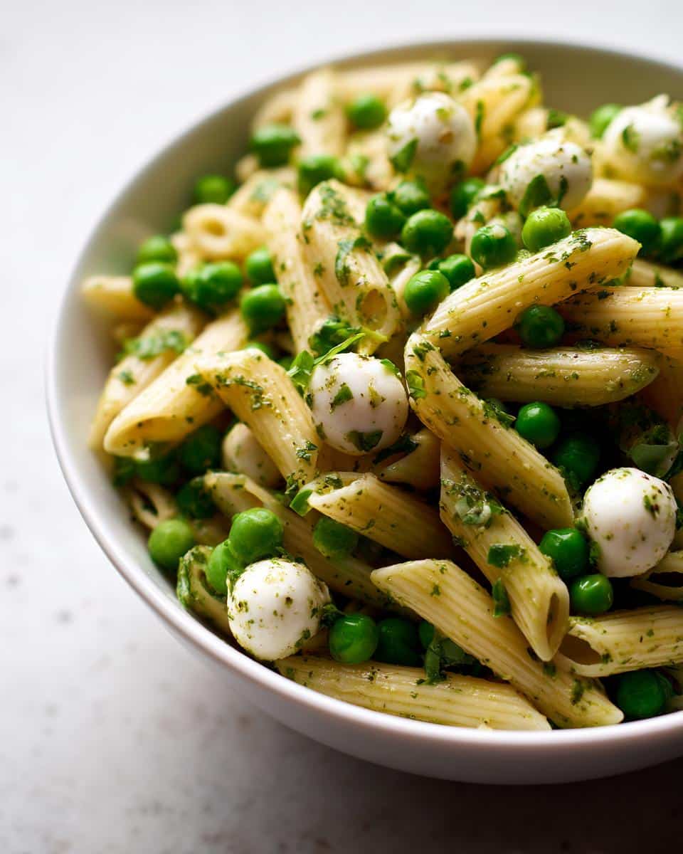 Pasta Salad with Peas and Tiny Mozzarella Balls - detail 1