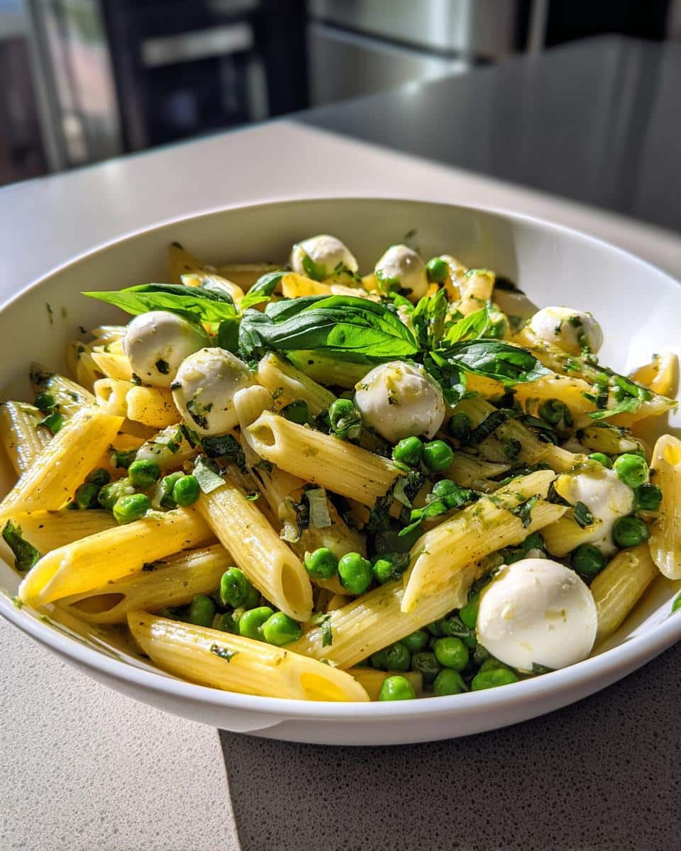 Pasta Salad with Peas and Tiny Mozzarella Balls - detail 2