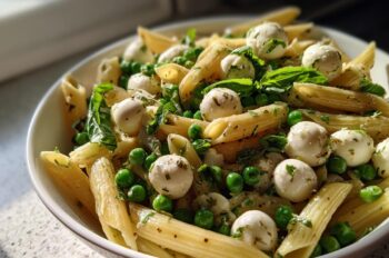 Pasta Salad with Peas and Tiny Mozzarella Balls