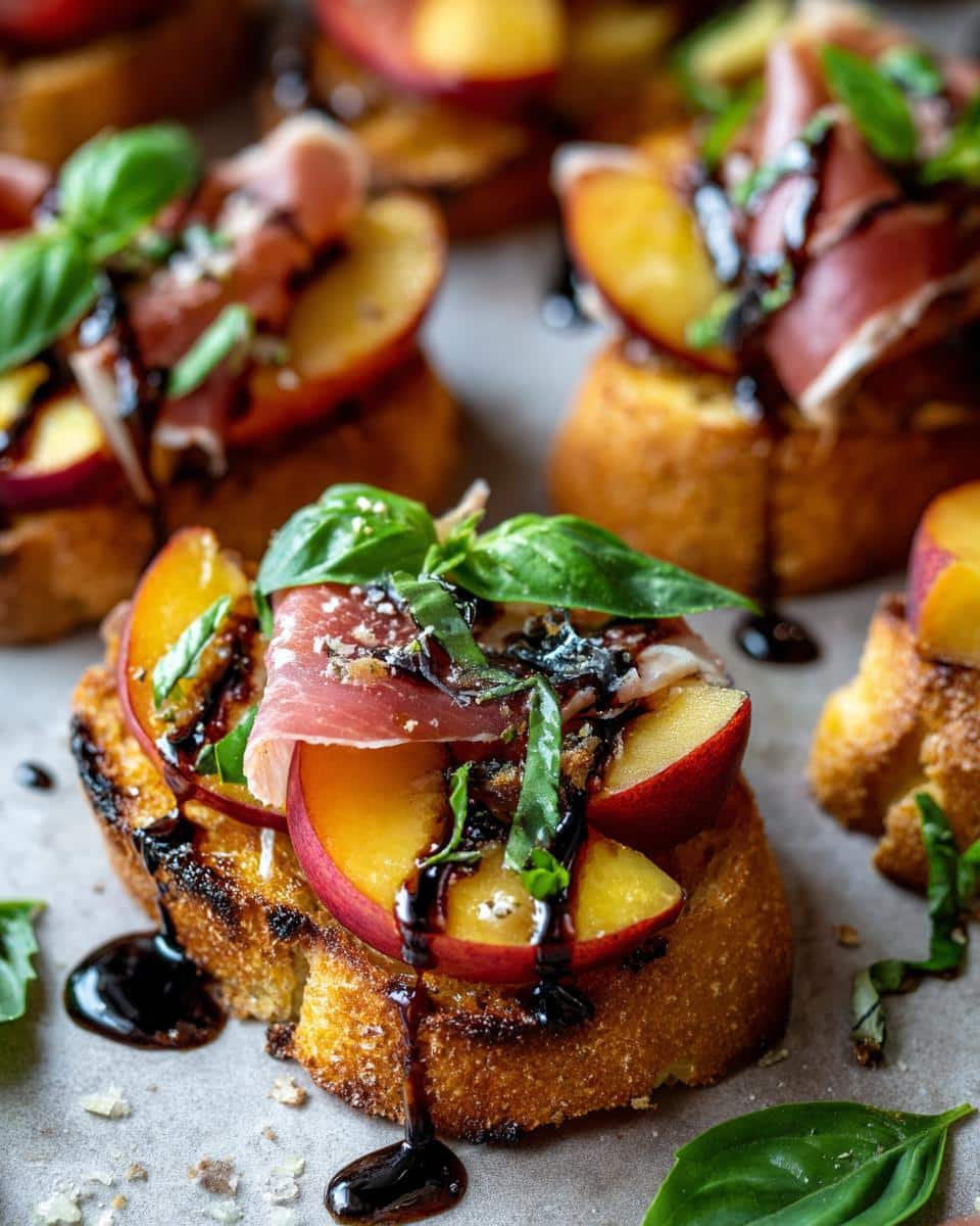 Peach and Prosciutto Bruschetta with Balsamic Glaze - detail 1