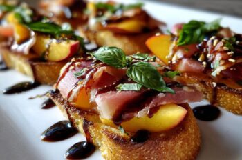 Peach and Prosciutto Bruschetta with Balsamic Glaze