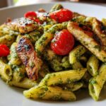 Pesto Pasta with Grilled Chicken and Cherry Tomatoes