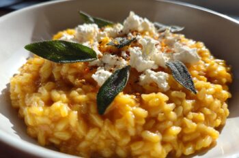 Pumpkin Risotto with Goat Cheese & Sage