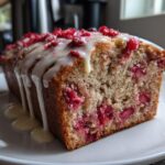Raspberry Rhubarb Loaf with Cream Cheese Glaze
