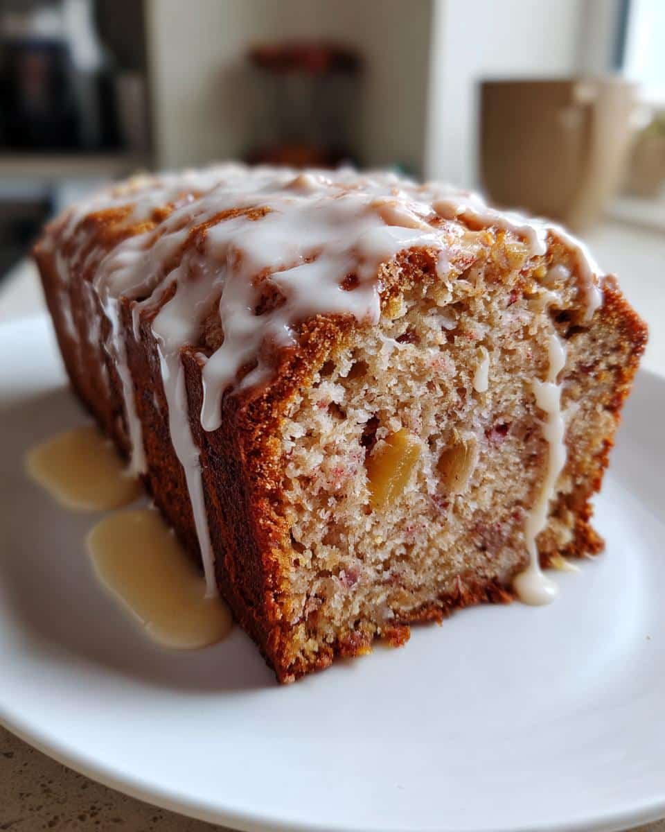 Rhubarb Chai Spice Loaf with Vanilla Glaze - detail 3