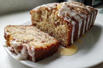 Rhubarb Chai Spice Loaf with Vanilla Glaze