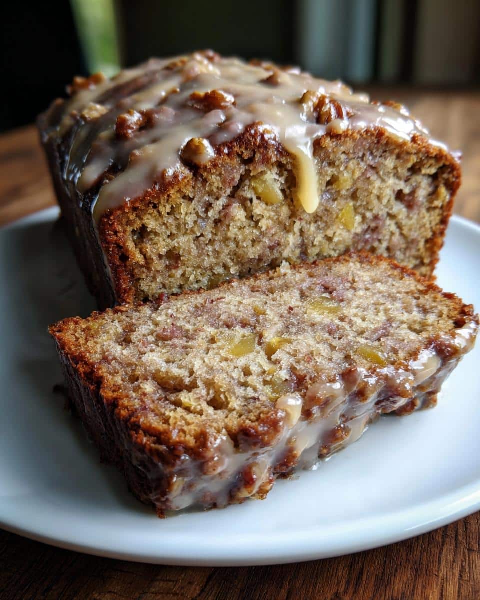 Rhubarb Maple Walnut Loaf with Maple Glaze - detail 3