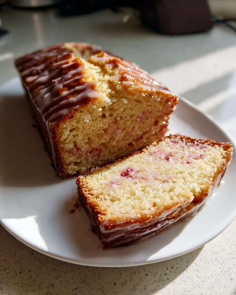 Rhubarb Vanilla Bean Loaf with Honey Glaze - detail 2