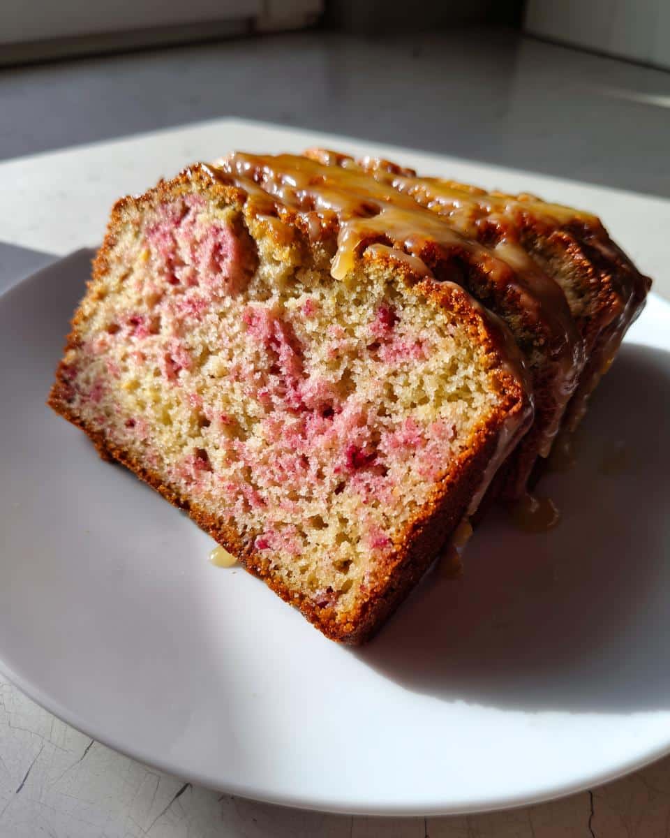 Rhubarb Vanilla Bean Loaf with Honey Glaze - detail 3