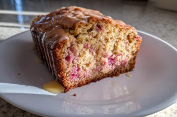 Rhubarb Vanilla Bean Loaf with Honey Glaze