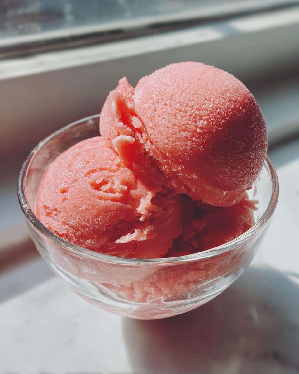 Rhubarb sorbet - detail 1