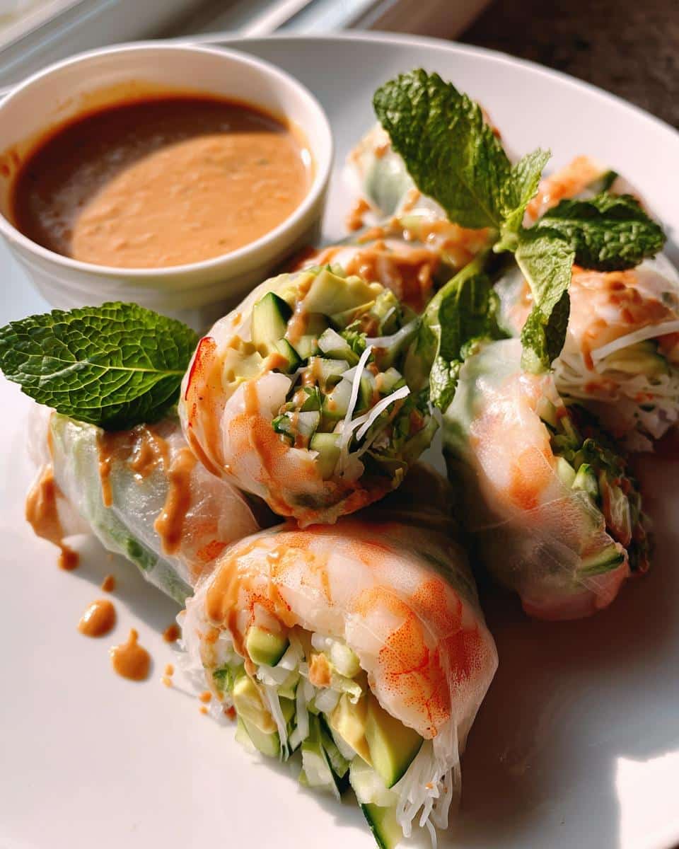 Shrimp and Avocado Summer Rolls with Peanut Sauce - detail 1