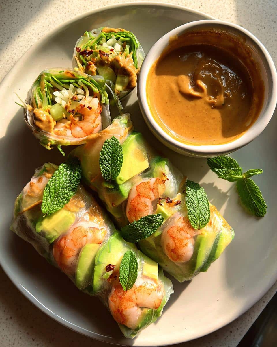 Shrimp and Avocado Summer Rolls with Peanut Sauce - detail 2