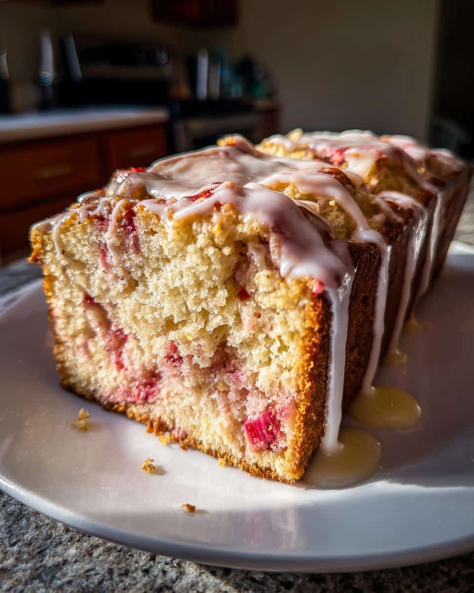 Strawberry Rhubarb Loaf with Lemon Glaze - detail 2
