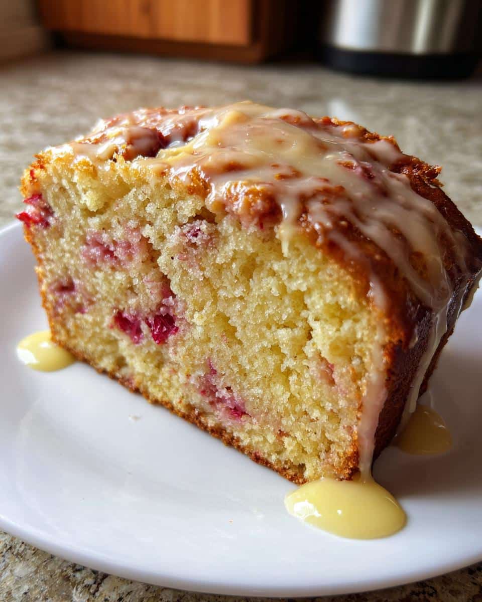 Strawberry Rhubarb Loaf with Lemon Glaze - detail 3