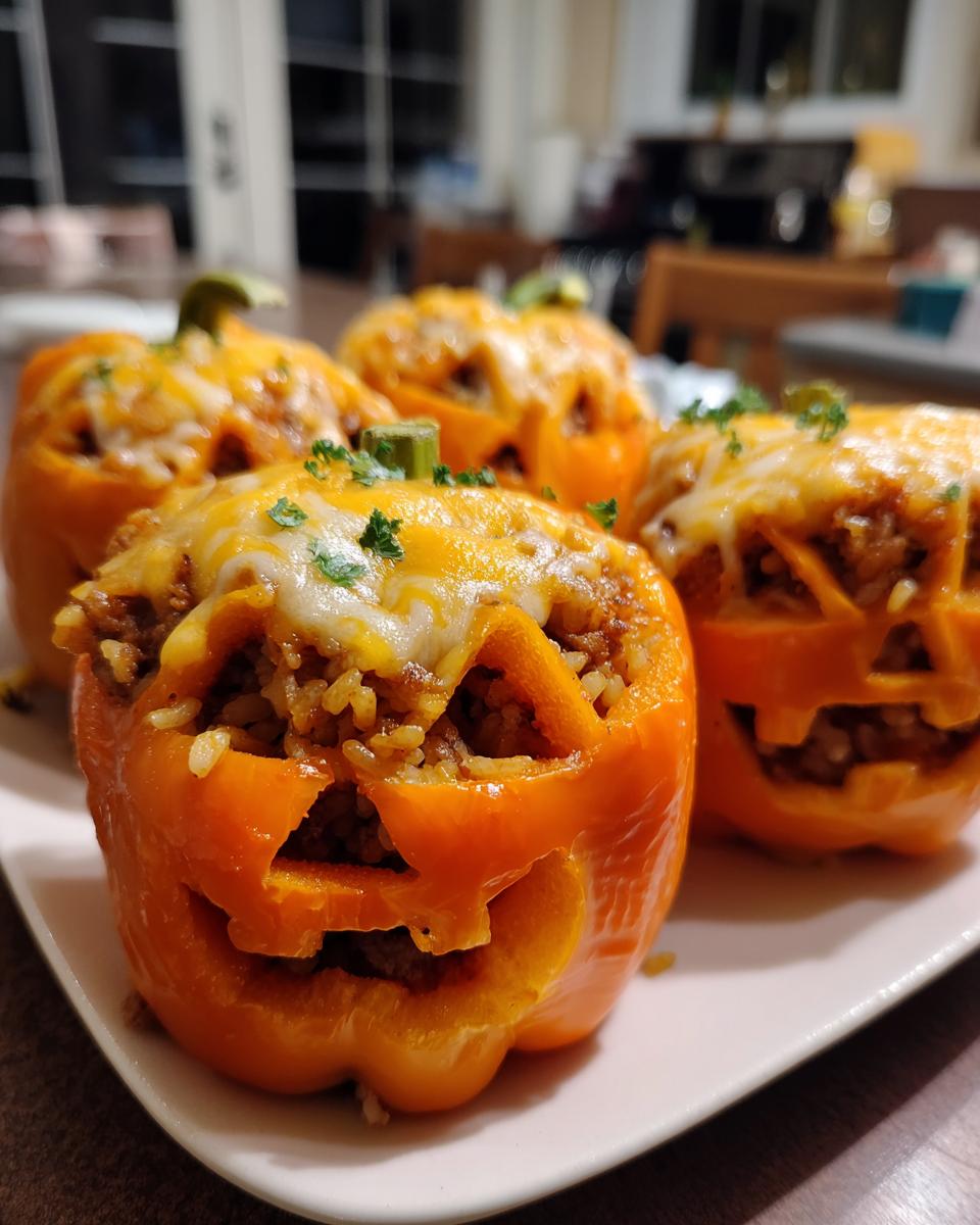 Jack-o'-Lantern Stuffed Peppers - detail 1