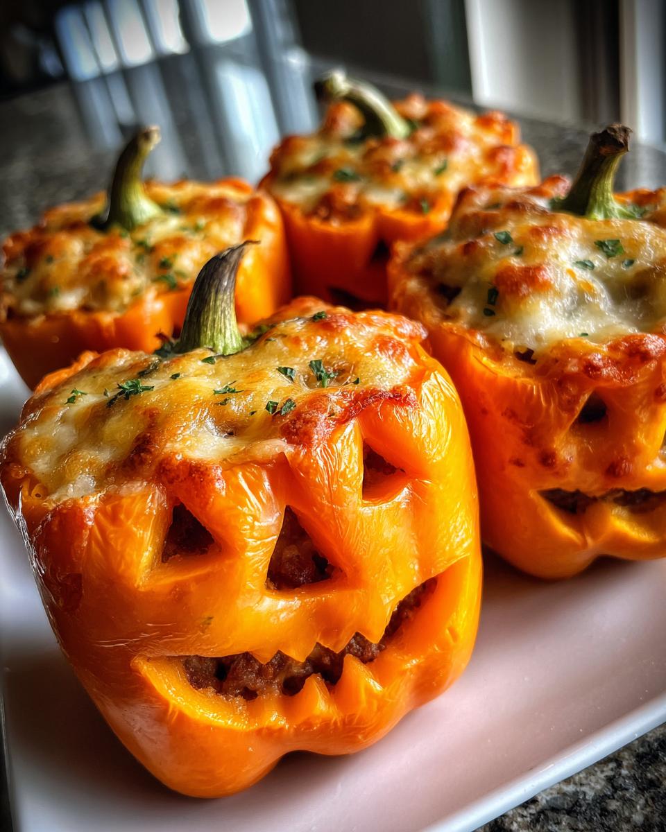 Jack-o'-Lantern Stuffed Peppers - detail 2