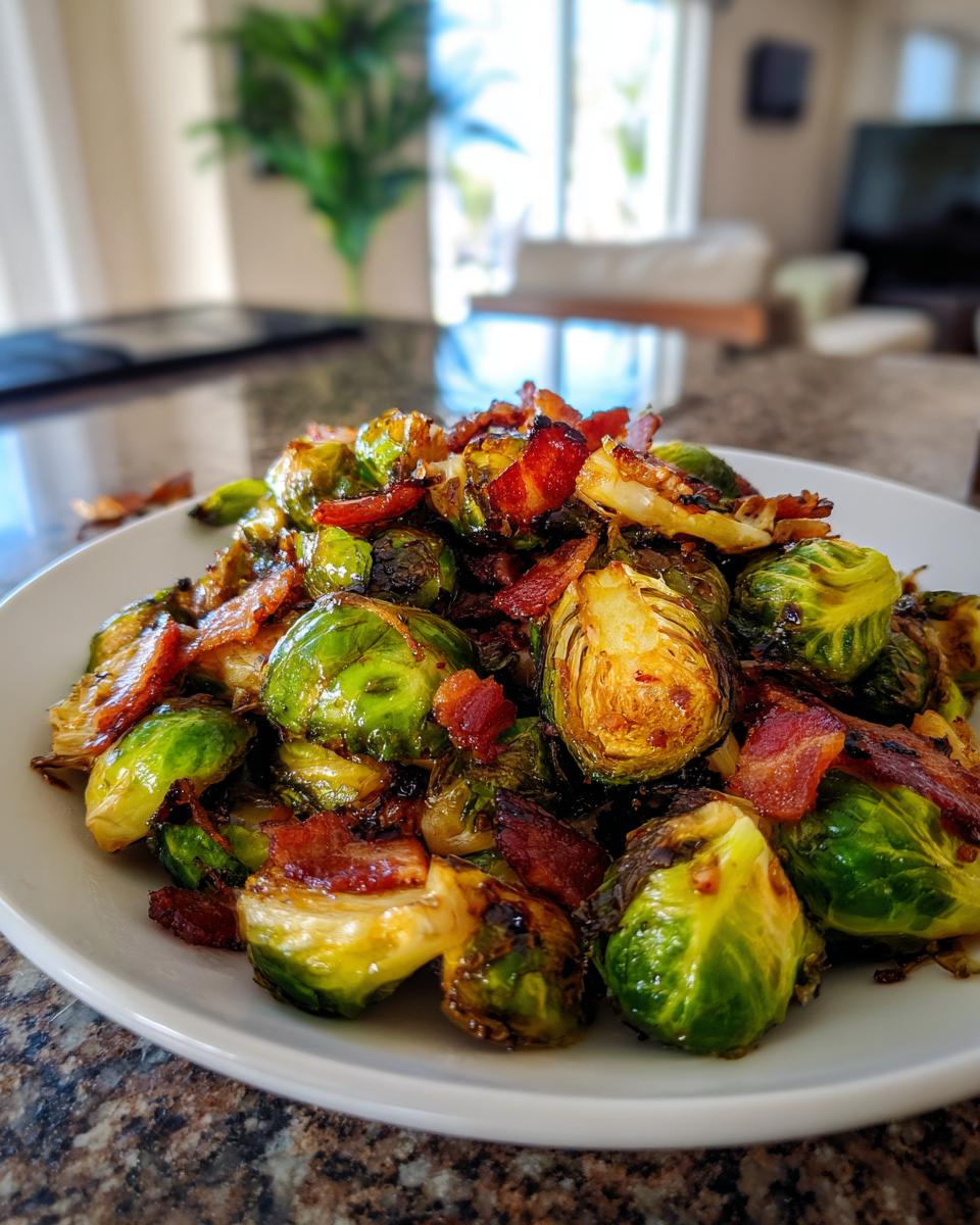 Roasted Brussels Sprouts with Bacon and Balsamic Glaze - detail 1