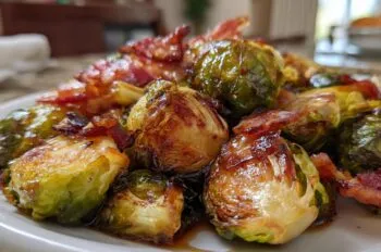 Roasted Brussels Sprouts with Bacon and Balsamic Glaze