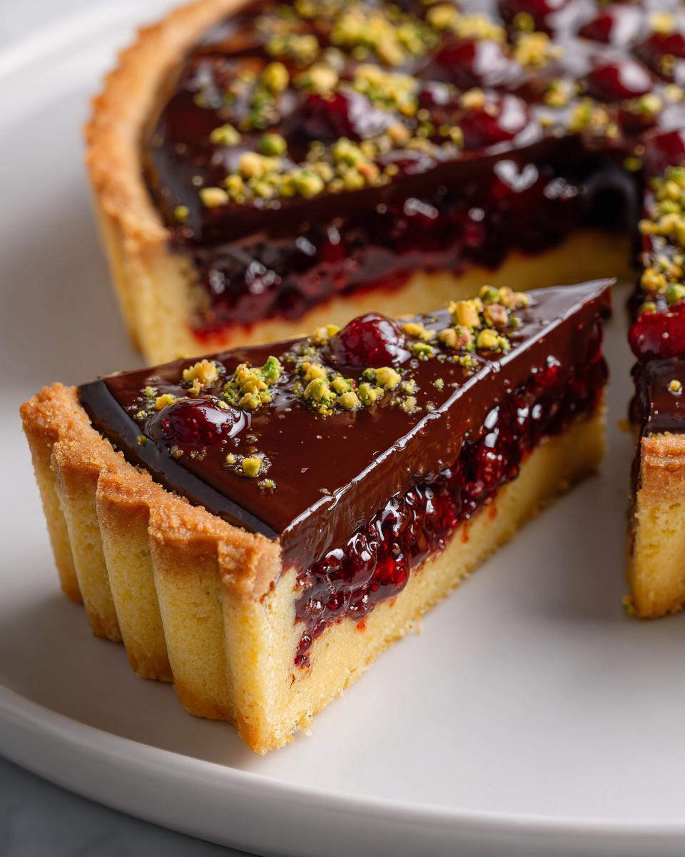 The Secret Flavor Combination: Cranberry, Pistachio, and Orange Chocolate Tart - detail 1