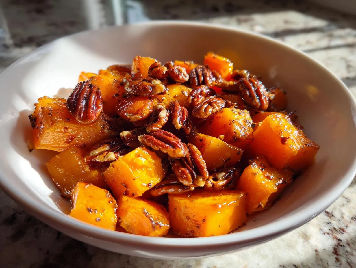 Roasted Butternut Squash with Maple Pecans - HIDDEN RECIPE