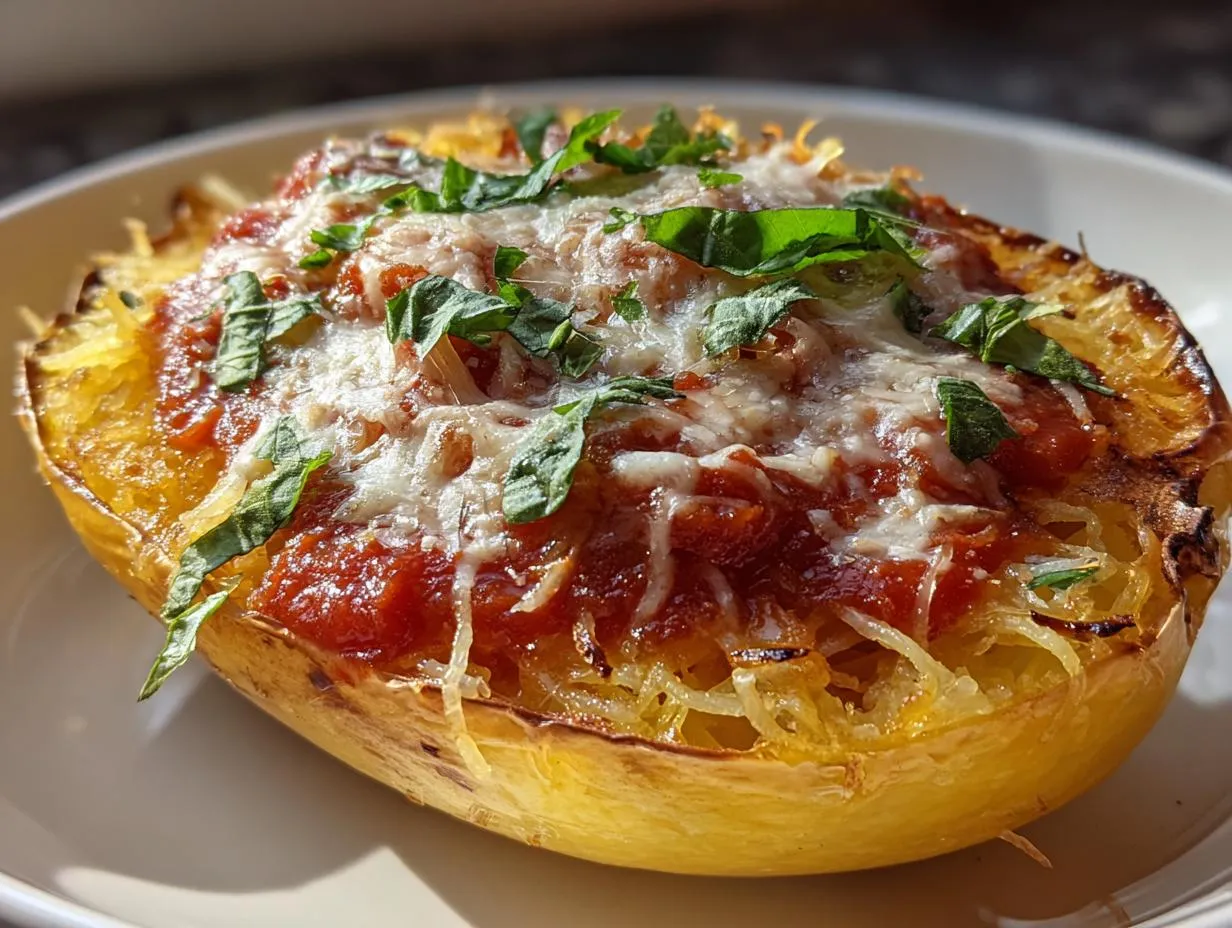Spaghetti Squash with Marinara (Healthy Dinner) - HIDDEN RECIPE
