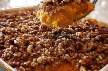 Sweet Potato Casserole with Pecan Streusel (Family Favorite Thanksgiving Side) - HIDDEN RECIPE