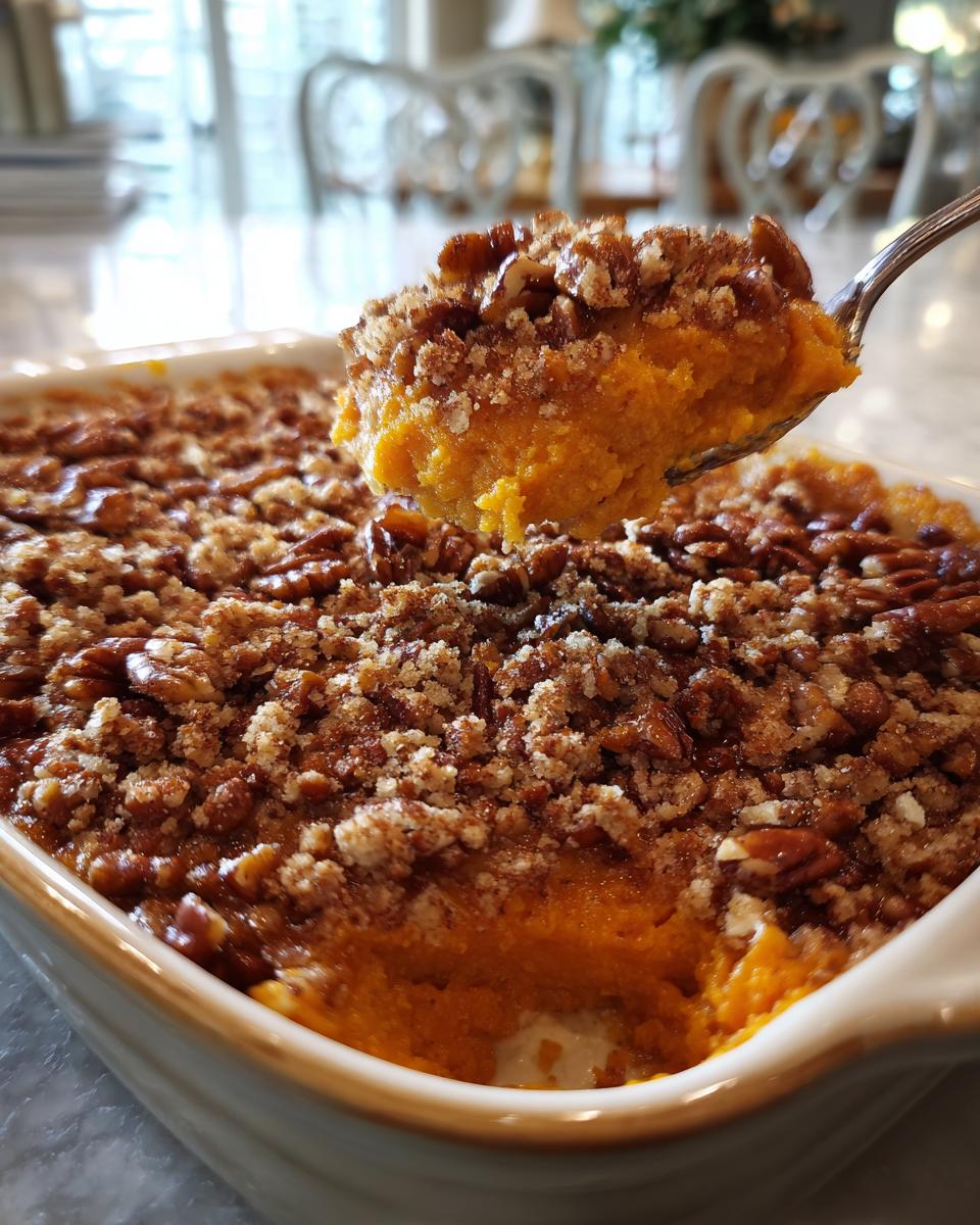 Sweet Potato Casserole with Pecan Streusel (Family Favorite Thanksgiving Side) - HIDDEN RECIPE