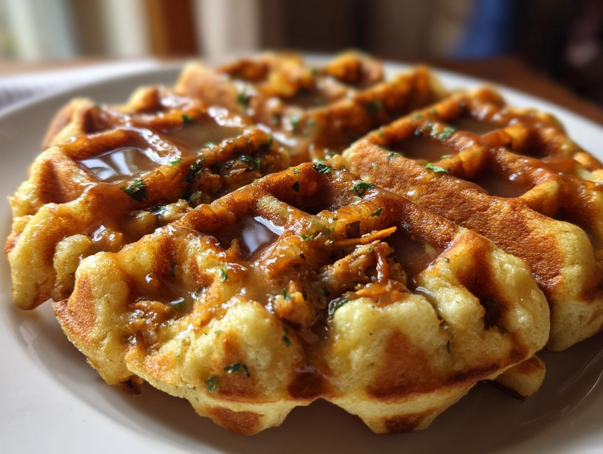 Turkey & Stuffing Waffles (Leftovers) - HIDDEN RECIPE