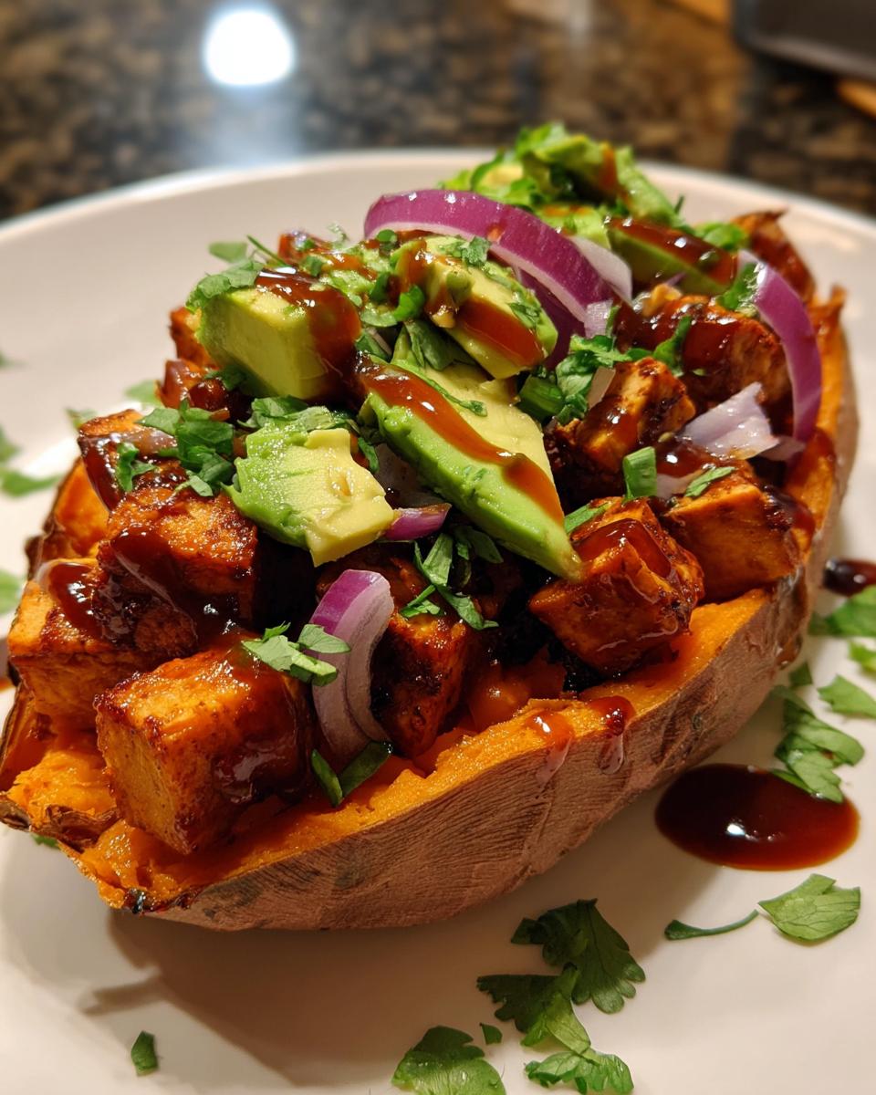 Vegan Loaded Sweet Potatoes with BBQ Tempeh - detail 1