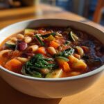 Hearty minestrone soup vegan