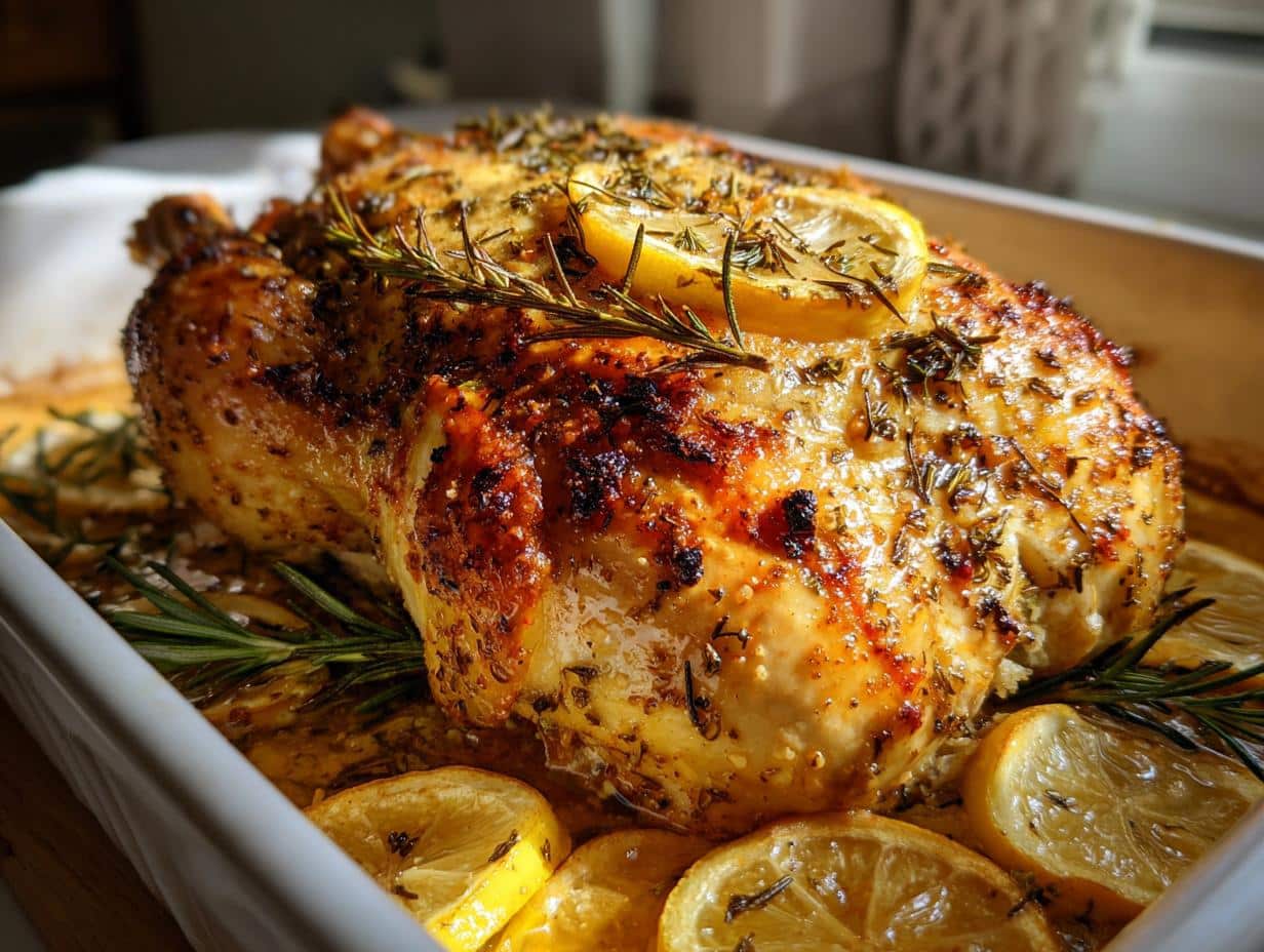Lemon rosemary roasted whole chicken