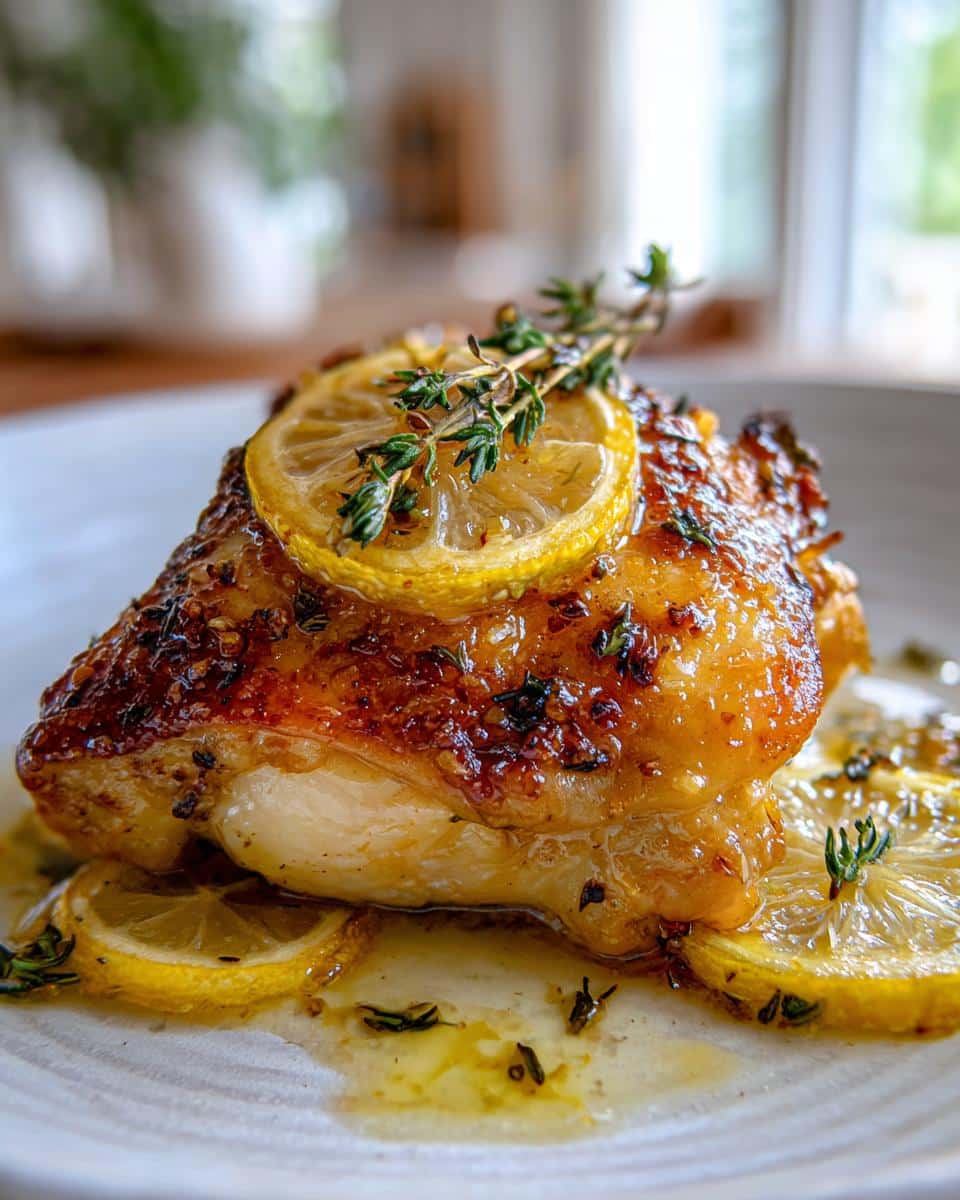 Lemon thyme baked chicken thighs