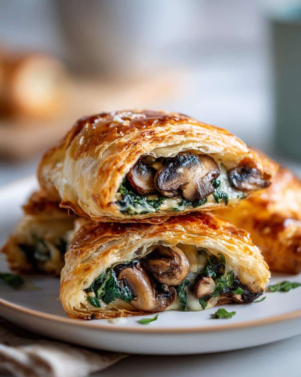 Mushroom and spinach puff pastry - detail 1