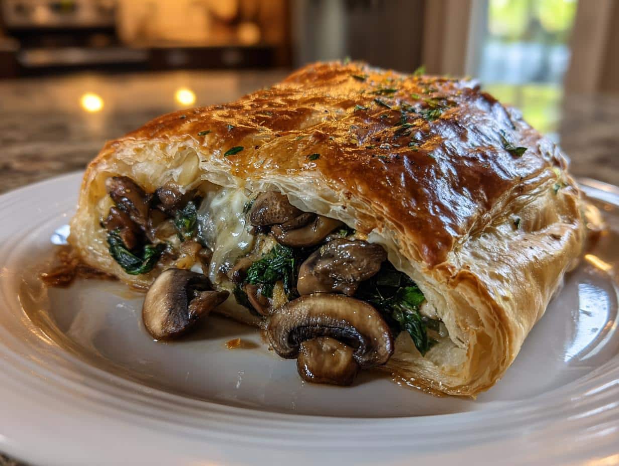 Mushroom and spinach puff pastry