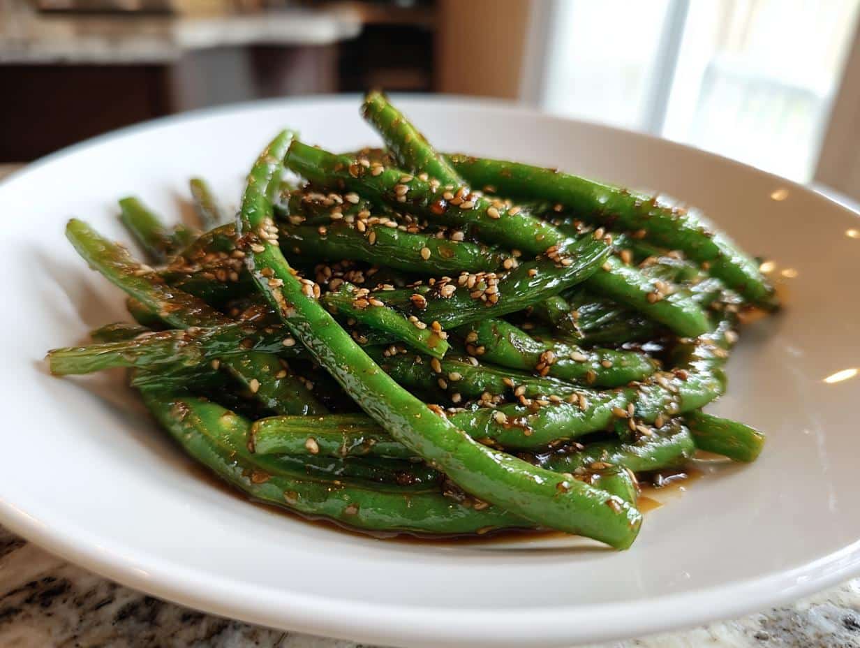 Sesame miso green beans